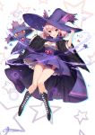  1girl dangmill hat highres mismagius open_mouth personification pink_eyes pink_hair pokemon pokemon_(creature) short_hair star witch_hat 