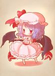  1girl arinu bat_wings blush bow deformed hat hat_bow lavender_hair red_eyes remilia_scarlet solo touhou wings 