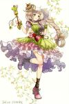  1girl aiha-deko blonde_hair braid crown food_as_clothes food_themed_clothes green_eyes highres long_hair original personification pocketland traditional_media watercolor_(medium) 