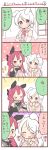  &gt;_&lt; 2girls 4koma ^_^ animal_ears bunny_hair_ornament clenched_hands closed_eyes comic detached_sleeves emphasis_lines hair_ornament half_updo jacket multiple_girls original rabbit_ears red_eyes redhead ribbon tearing_up translation_request twintails ususa70 violet_eyes white_hair 