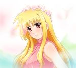  1girl blonde_hair diesel-turbo fate_testarossa long_hair lyrical_nanoha mahou_shoujo_lyrical_nanoha mizuki_nana red_eyes solo 