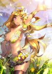  1girl blonde_hair breasts cleavage highres long_hair nal_(nal&#039;s_pudding) original personification pocketland solo violet_eyes 