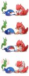  4koma azuma_minatsu blush bud comic groudon highres kyogre no_humans pokemon pokemon_(creature) pokemon_(game) pokemon_oras rayquaza seed silent_comic sparkle watering 