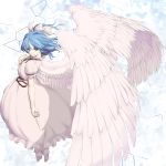  angel_wings blue_eyes blue_hair dress hair_ribbon mai_(touhou) ribbon serene_(gusarme) socks touhou touhou_(pc-98) white_dress wings 