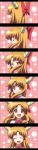  anime_coloring blonde_hair bow fang grin hair_bow happy highres horns ibuki_suika long_hair long_image mukai open_mouth red_eyes sequential smile tall_image touhou 
