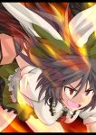  black_hair bow long_hair red_eyes reiuji_utsuho touhou wings yude 