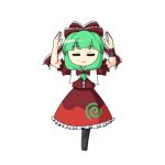  =_= animated animated_gif bad_anatomy gif green_hair kagiyama_hina lowres nico_nico_douga parody spinning standing_on_one_leg touhou urushi 
