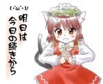  brown_hair cat_ears cat_tail chen earrings hand_gesture hat jewelry mouse multiple_tails short_hair supon tail touhou 