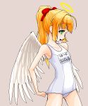  flat_chest halo one-piece_swimsuit school_swimsuit swimsuit white_school_swimsuit wings yuuki_(silent_moon) 