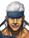  blue_eyes facial_hair grey_hair headband metal_gear_solid mustache old_snake solid_snake 
