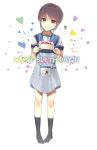  birthday black_legwear black_socks cake food heart nagato_yuki onomaru pastry purple_eyes purple_hair sasamori_tomoe short_hair socks solo suzumiya_haruhi_no_yuuutsu violet_eyes 