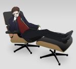  chair facial_hair genmaipudding gloves ikari_gendou male military military_uniform neon_genesis_evangelion ottoman reclining sitting sunglasses uniform 