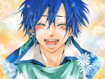  blue_hair blush closed_eyes hakuseki kaito male scarf short_hair solo vocaloid 