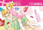  barefoot blue_eyes feet incest kagamine_len kagamine_rin kitano_tomotoshi legs looking_back nurse open_clothes open_shirt pill shirt siblings thermometer thigh-highs thighhighs twincest twins vocaloid 