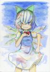  cirno grin highres luft smile touhou wink 