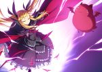  1girl blazblue blonde_hair cape closed_eyes gii gothic_lolita hair_ribbon lolita_fashion outstretched_arms rachel_alucard ribbon shingo_(missing_link) spread_arms twintails 