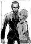  1boy 1girl anastasia_(idolmaster) formal idolmaster idolmaster_cinderella_girls monochrome necktie politician real_life russia short_hair smile syatey vladimir_putin 