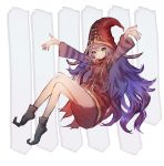 1girl arms_up full_body green_eyes hat league_of_legends long_hair looking_at_viewer lulu_(league_of_legends) meto31 purple_hair smile solo very_long_hair 