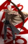  1boy akatsuki_sora archer bow_(weapon) cape fate/stay_night fate_(series) highres solo weapon white_hair 