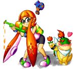  blush bowser_jr. fire_flower heart inkling super_mario_bros. splatoon 