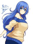  1girl bare_shoulders blue_eyes blue_hair cu-no kikyou-0423 kohitsuji_ai long_hair sketch solo 