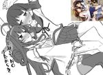  2girls ahoge atsushi_(aaa-bbb) bare_shoulders blush commentary_request comparison derivative_work detached_sleeves fubuki_(kantai_collection) japanese_clothes kantai_collection kongou_(kantai_collection) long_hair lying monochrome multiple_girls nontraditional_miko official_art panties panty_pull pleated_skirt school_uniform serafuku skirt smile tearing_up tears translation_request underwear yuri 