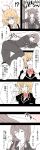  2girls akuma_no_riddle blonde_hair business_suit comic eating formal hashiri_nio highres long_hair multiple_girls red_eyes short_hair suit translation_request udon_(shiratama) yuri_meichi 