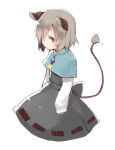 1girl akagashi_hagane animal animal_ears animal_on_tail capelet diamond_(shape) jewelry long_sleeves mouse mouse_ears nazrin pendant red_eyes short_hair simple_background skirt skirt_set solo sweatdrop tail touhou white_background