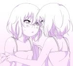 2girls camisole glasses highres ikeda_chitose ikeda_chizuru kamiki_uutarou monochrome multiple_girls open_mouth short_hair siblings sisters sweatdrop undressing undressing_another yuri yuru_yuri