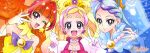  3girls absurdres blonde_hair blue_eyes blue_hair cure_flora cure_mermaid cure_twinkle gloves go!_princess_precure happy highres long_hair multiple_girls one_eye_closed precure smile violet_eyes 