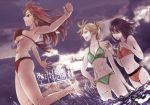  3girls abs bikini destro_246 ichigo_manryou multiple_girls muscle official_art renka_iichi sakura_nanten swimsuit takahashi_keitarou 