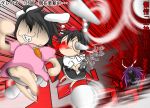  3girls animal_ears black_hair camera carrot_necklace kimeemaru kokujuuji long_hair multiple_girls purple_hair rabbit_ears touhou 