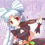  1girl character_name copyright_name earrings go!_princess_precure hiyopuko instrument jewelry long_hair pointy_ears precure red_eyes ribbon solo twilight_(go!_princess_precure) violin white_hair wrist_cuffs 