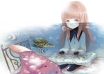  1girl absurdres air_bubble bed deemo fish girl_(deemo) highres looking_at_viewer partially_submerged shokujin_hatefukuchuu solo turtle water 