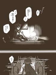  comic darkness desk headgear kantai_collection lamp long_hair monochrome nagato_(kantai_collection) translation_request tsuzuki_masumi turret 