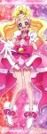  1girl absurdres blonde_hair boots character_name cure_flora earrings full_body gloves go!_princess_precure happy highres jewelry long_hair precure smile solo 