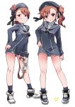  2girls brown_eyes brown_hair cosplay futami_ami futami_mami hat idolmaster kantai_collection multiple_girls sailor_dress shift_(0808) short_hair side_ponytail z1_leberecht_maass_(kantai_collection) z1_leberecht_maass_(kantai_collection)_(cosplay) z3_max_schultz_(kantai_collection) z3_max_schultz_(kantai_collection)_(cosplay) 