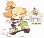  aoneko bag dog doubutsu_no_mori hurry mario_kart_8 motor_vehicle no_humans rikose school_uniform scooter shizue_(doubutsu_no_mori) tail vehicle 