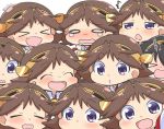  &gt;_&lt; /\/\/\ 6+girls :d ^_^ black_hair brown_hair chibi closed_eyes drooling fang haruna_(kantai_collection) headgear hiei_(kantai_collection) kantai_collection long_hair multiple_girls multiple_persona nontraditional_miko odd_one_out open_mouth short_hair simple_background smile tears translated tukko twitter_username violet_eyes wavy_mouth white_background wide_sleeves xd 