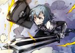  armor kaida_michi shield short_hair solo sword weapon 