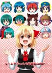  &gt;:o 6+girls :d :o ^_^ animal_ears antennae aqua_hair blonde_hair blue_hair bow brown_eyes brown_hair cirno closed_eyes d: dog_ears drill_hair green_eyes green_hair hair_bow hair_ribbon head_fins heterochromia highres imaizumi_kagerou inaba_akira_(artist) karakasa_obake kasodani_kyouko miyako_yoshika multiple_girls mystia_lorelei open_mouth pink_hair red_eyes redhead ribbon rumia saigyouji_yuyuko sekibanki shirt short_hair skirt smile tatara_kogasa touhou triangular_headpiece umbrella vest wakasagihime wolf_ears wriggle_nightbug 