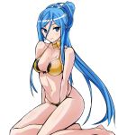  1girl aegis_(nerocc) aoki_hagane_no_arpeggio arpeggio_of_blue_steel bikini blue_eyes blue_hair long_hair ponytail sitting swimsuit takao_(aoki_hagane_no_arpeggio) very_long_hair wariza 