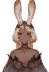  1girl animal_ears dark_skin final_fantasy junwool long_hair rabbit_ears simple_background small_breasts solo viera white_background 