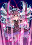  1girl :d angel_wings blue_eyes blush chu_kai_man dress duel_monster ghostrick_dorklord heart open_mouth pink_hair smile solo wings yuu-gi-ou 