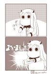  (o)_(o) commentary highres horns kantai_collection long_hair mittens monochrome moomin muppo northern_ocean_hime northern_ocean_hime_(cosplay) potato_chips sazanami_konami shinkaisei-kan twitter_username 