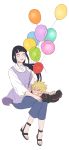  1boy 1girl balloon child highres hyuuga_hinata mother_and_son naruto uzumaki_boruto 