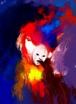  1girl abstract colorful deemo highres looking_at_viewer mask masked_lady_(deemo) r_tong solo tears 