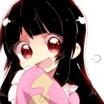  1girl black_hair houraisan_kaguya japanese_clothes laughing long_hair lowres open_mouth red_eyes six_(fnrptal1010) smile solo touhou 