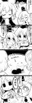  /\/\/\ 3girls 4koma ^_^ ^o^ absurdres arms_up breasts cape closed_eyes comic commentary earmuffs empty_eyes flailing flying_sweatdrops futa4192 hands_in_sleeves hat high_collar highres japanese_clothes kariginu monochrome mononobe_no_futo multiple_girls pointing pointing_up pom_pom_(clothes) revision ritual_baton soga_no_tojiko tate_eboshi touhou toyosatomimi_no_miko translated waving_arms wide_sleeves 