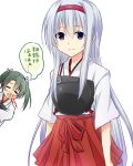  2girls artist_request blood hairband highres japanese_clothes kantai_collection long_hair multiple_girls muneate nosebleed shoukaku_(kantai_collection) silver_hair smile translation_request twintails zuikaku_(kantai_collection) 
